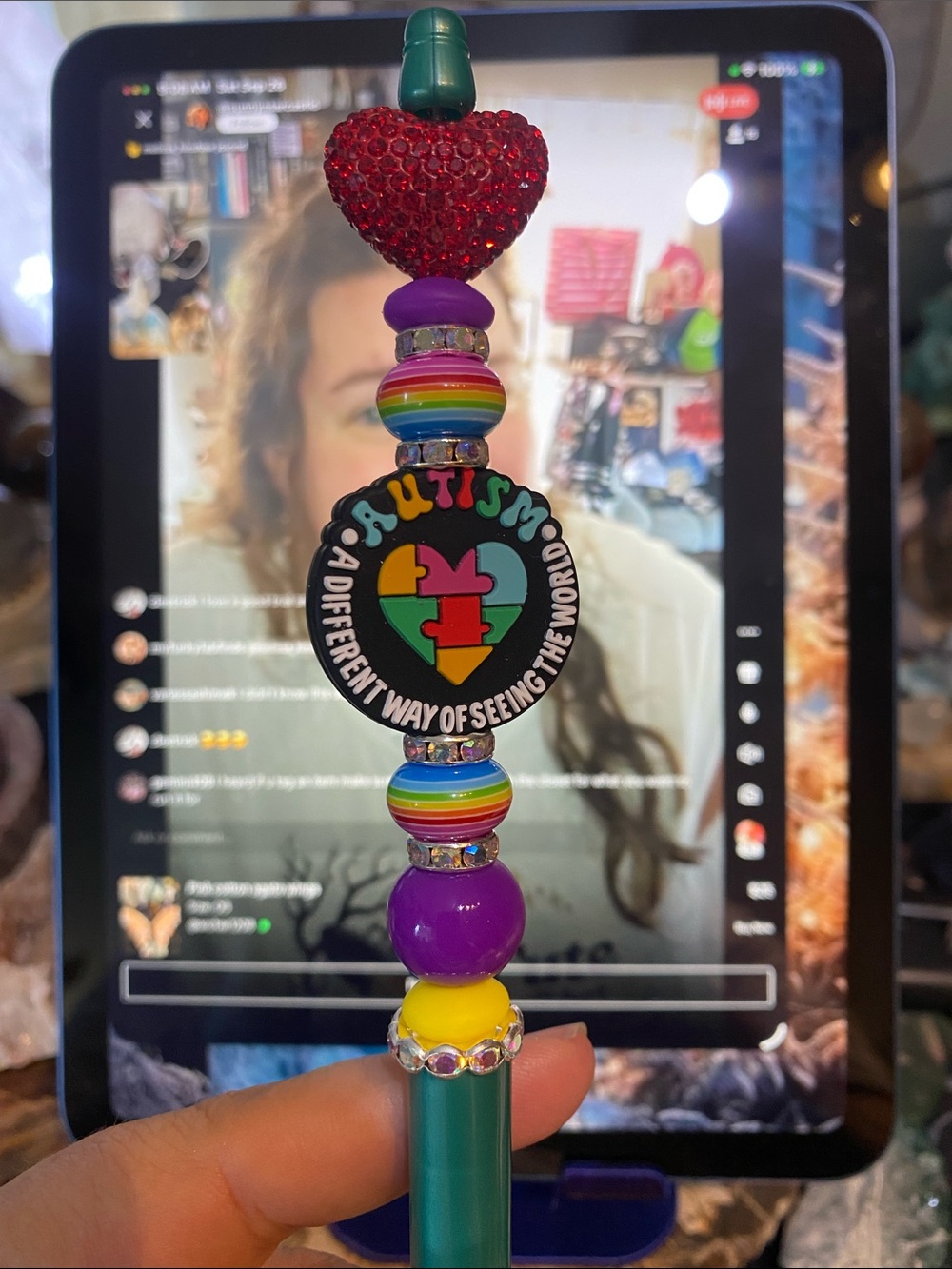 Autism Awareness Rainbow Bead Charm Pen - Multicolor